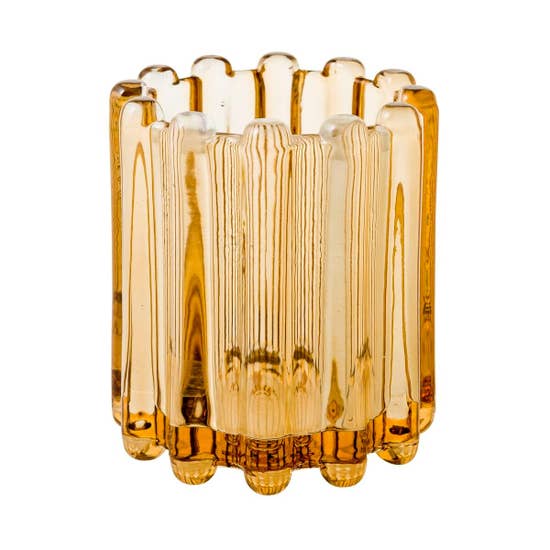 Ribbed Glass Votive - Large Golden