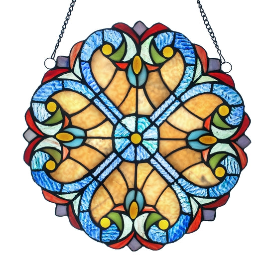 Stained Glass Edwardian Heart Medallion - Red