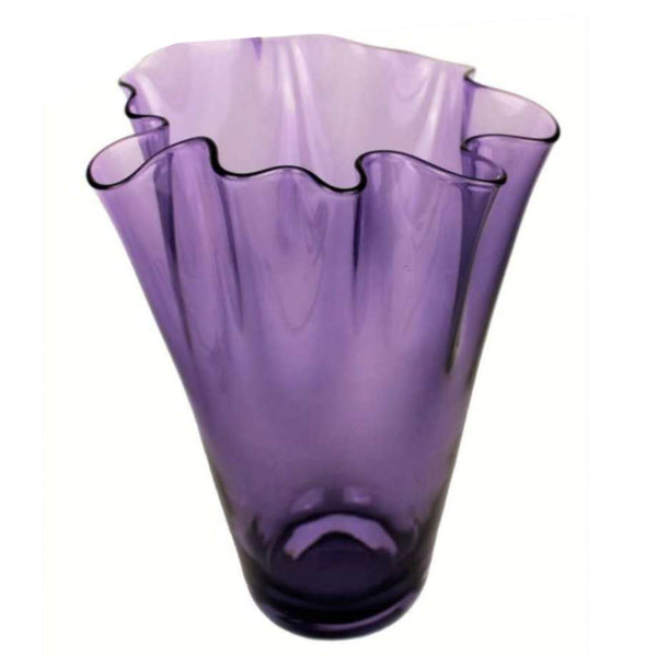 Blown Glass Wave Vase - Purple