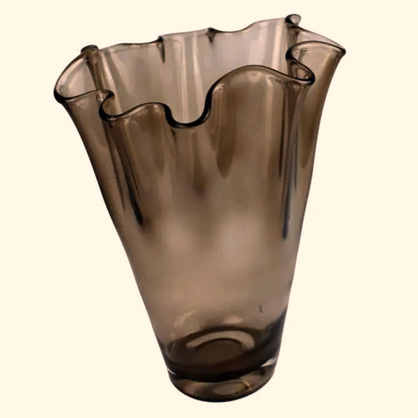 Blown Glass Wave Vase - Coffee