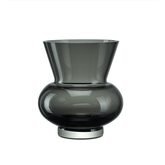 Wide Mouth Bulb Glass Vase - Smoke
