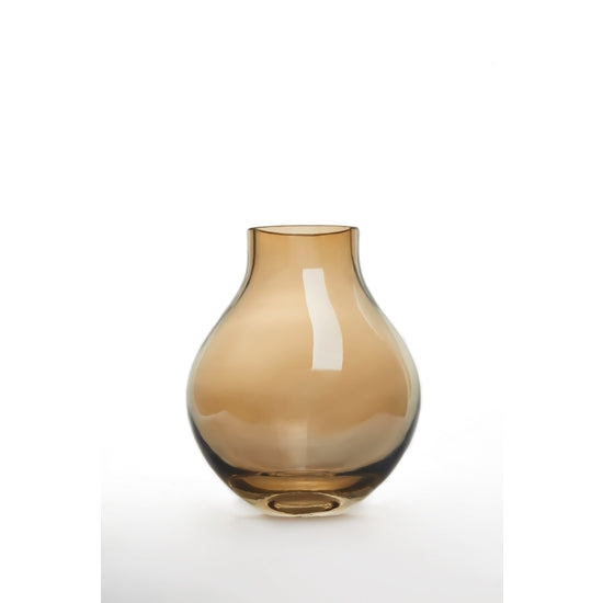 Bulb Shaped Glass Vase - Amber