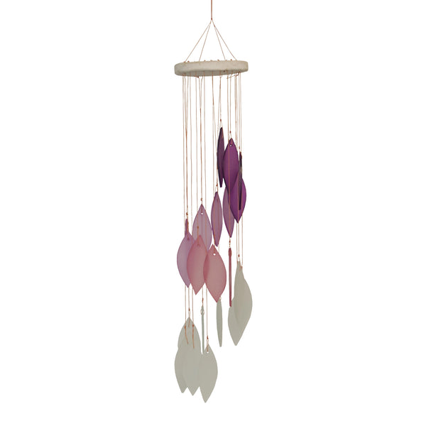 Tumbled glass wind chime in shades of purple available at Cerulean Arts.
