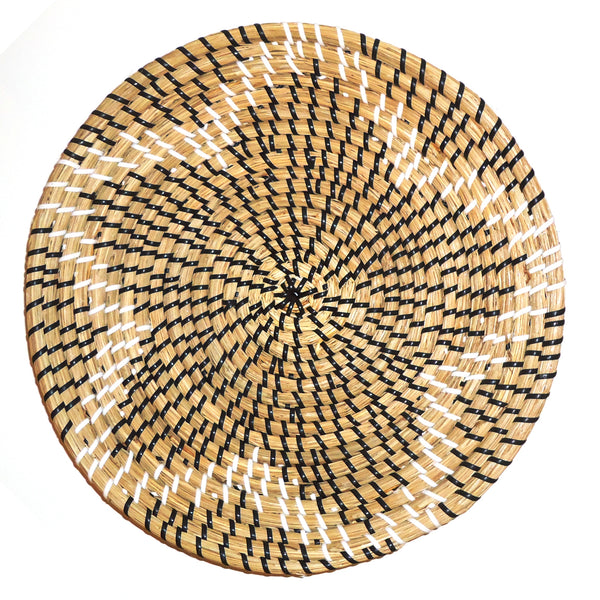 Woven Seagrass Bowl Basket - Black Star