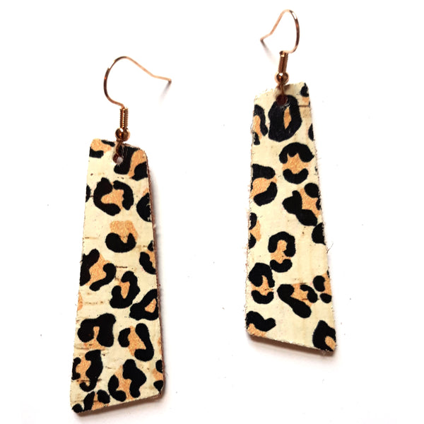 Cork Earrings - Cheetah Bar