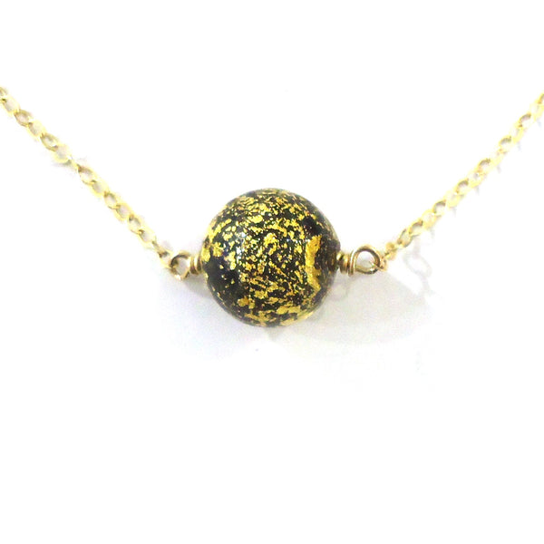 Gold & Murano Glass Bead Necklace