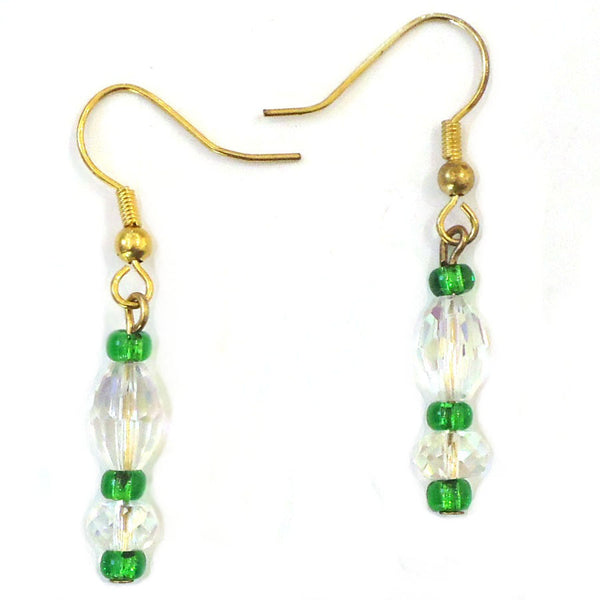 Green & Crystal Bead Earrings