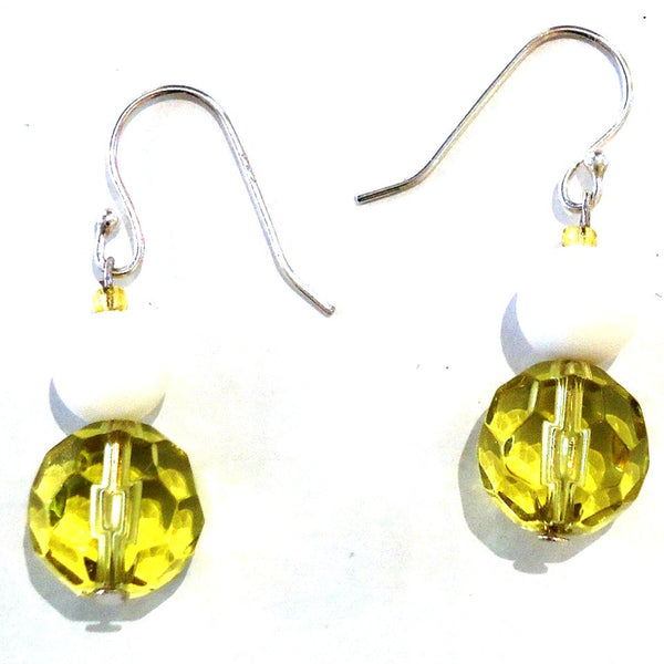 Faceted Yellow Glass Bead Earrings