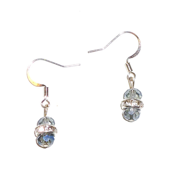 Crystal & Gray Faceted Bead Earrings