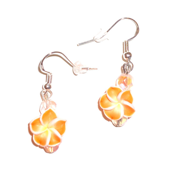 Plumeria Earrings - Orange