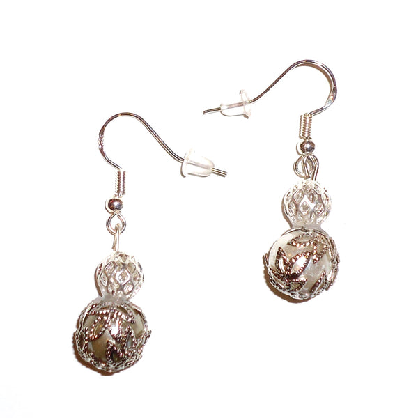 Gray and Silver Bead Earrings