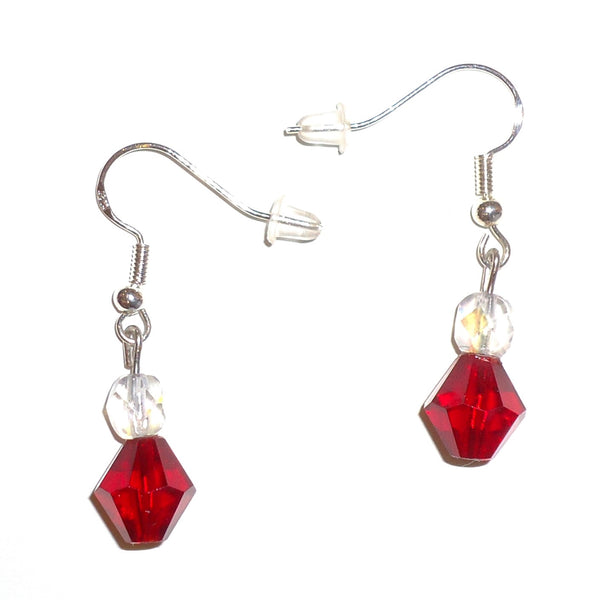 Red Bicone Crystal Earrings