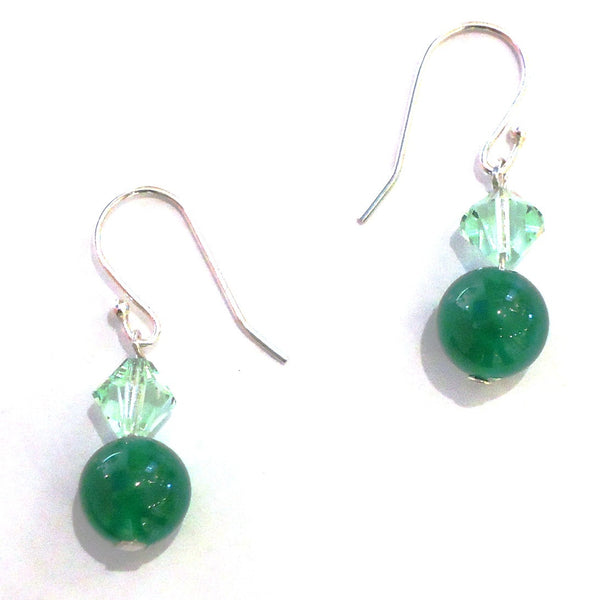 Jade with Green Crystal Earrings