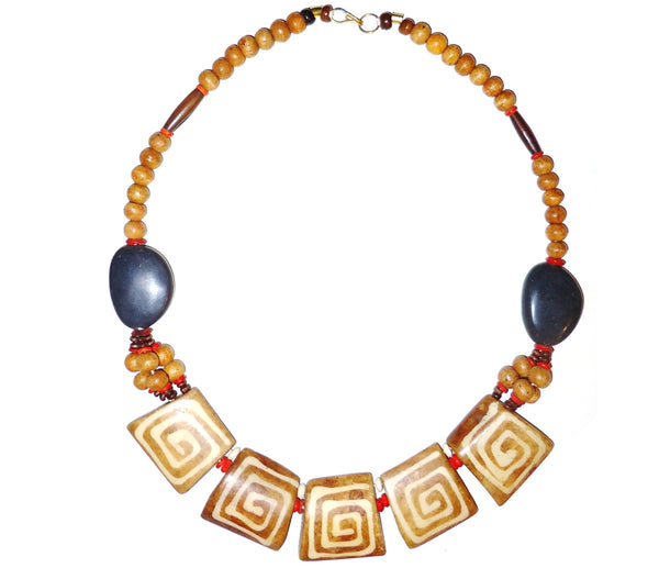Multi-Bead Necklace with Geometric Squares