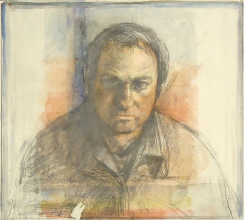 Self-Portrait, watercolor painting by Pennsylvania artist Sidney Goodman, c. 1976, available at Cerulean Arts. 