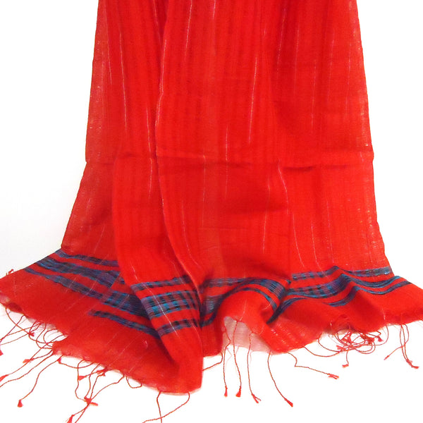 Silk and Wool Scarf - Red