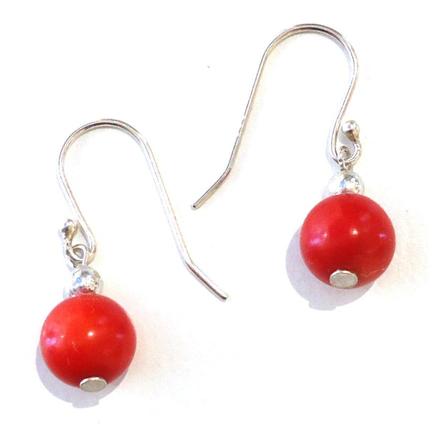 Red Coral Bead Earrings