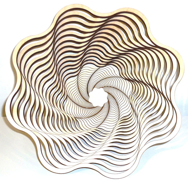 Laser-cut bowl created from one flat sheet of wood by veteran Robert E. Jones of Baltic by Design, available at Cerulean Arts. 