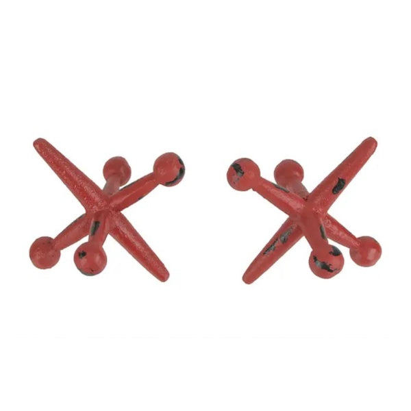 Cast Iron Jacks Bookends - Red