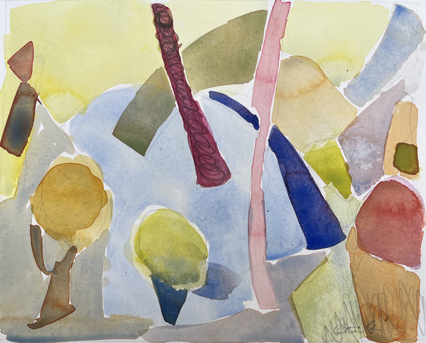 Garden, watercolor on paper landscape painting by Cerulean Arts Collective Member Cathleen Cohen.