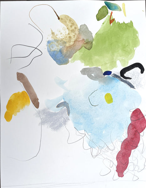 In Constant Exchange, watercolor on paper abstract painting by Cerulean Arts Collective Member Cathleen Cohen.