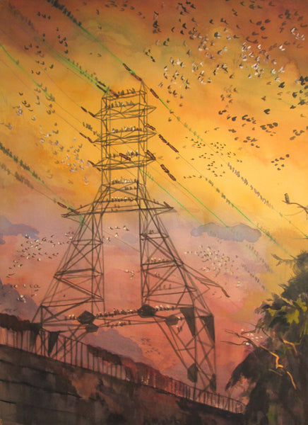 Richard Estell: Power Lines with Pigeons