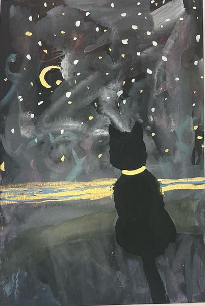 Ruth Formica: Black Cat Painting / Notecard, Week 4