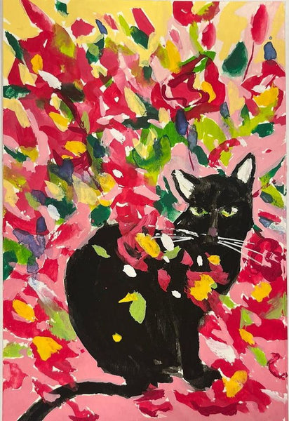 Ruth Formica: Black Cat Painting / Notecard, Week 4