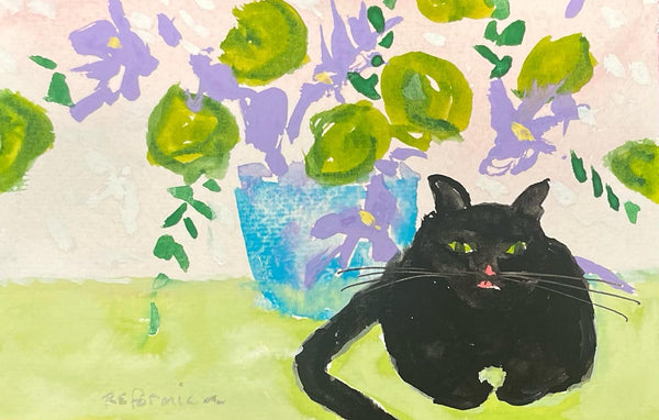 Ruth Formica: Black Cat Painting / Notecard, Week 1