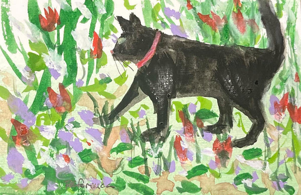Ruth Formica: Black Cat Painting / Notecard, Week 1