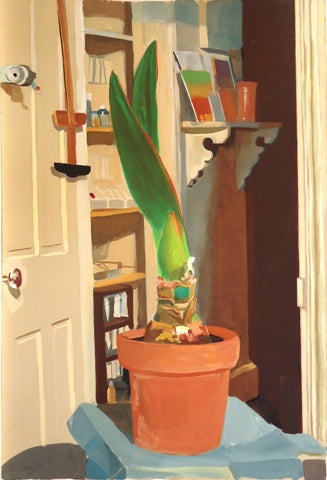 Untitled (Amaryllis), gouache on paper painting by Pennsylvania artist Gilbert Lewis available at Cerulean Arts. 