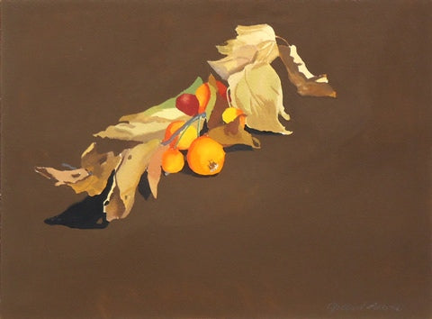 Untitled (Fall Leaves), gouache on paper painting by Pennsylvania artist Gilbert Lewis available at Cerulean Arts.  