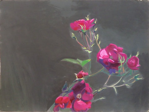 Untitled (Rose Branch), gouache on paper painting by Pennsylvania artist Gilbert Lewis available at Cerulean Arts. 
