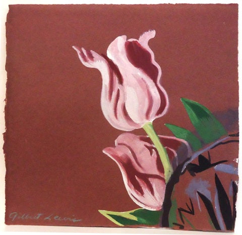 Untitled (Tulips), gouache on paper painting by Pennsylvania artist Gilbert Lewis available at Cerulean Arts. 