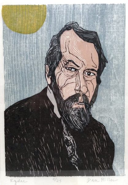 Ryder, color woodcut print by Pennsylvania artist Dan Miller available at Cerulean Arts