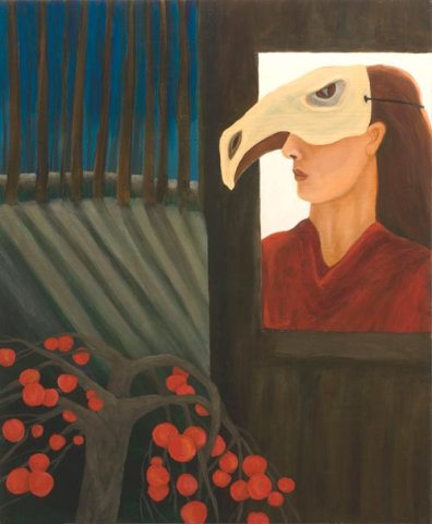 The Falconer's Wife, oil on panel painting by Claire Owen available at Cerulean Arts. 