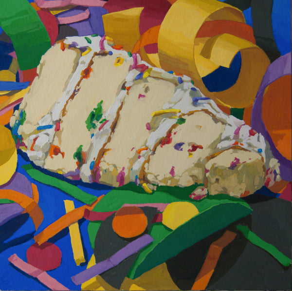 Pity Party, gouache on paper painting by Cerulean Arts Collective Member Allison Syvertsen. 